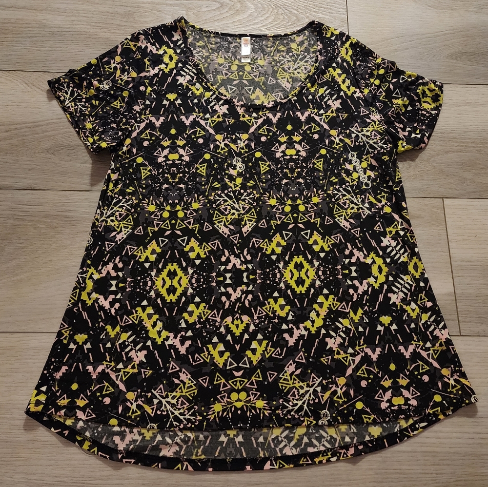 Large black/pink/limeLuLaRoe Classic T. Slinky Material